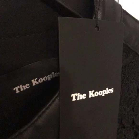 The Kooples Black Leather and Lace Dress - Size 38 / 6